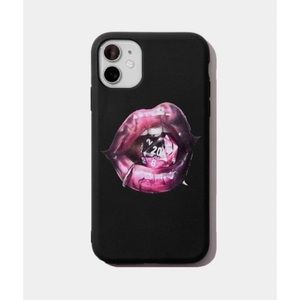 Pink Lips Pattern Black iPhone 12 Pro Max Case 💋